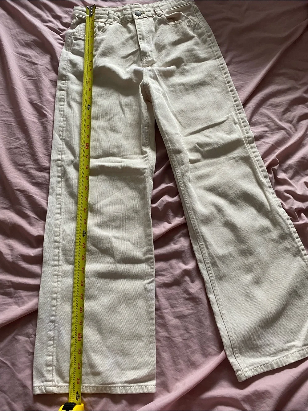 Women's Cream Wide-Leg Jeans